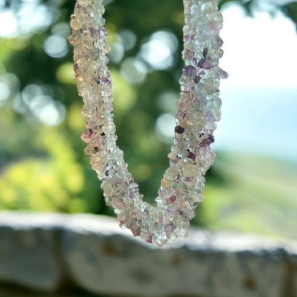 153.15g Green & Purple Amethyst Interwoven Collar Necklace - Picture 8 of 14